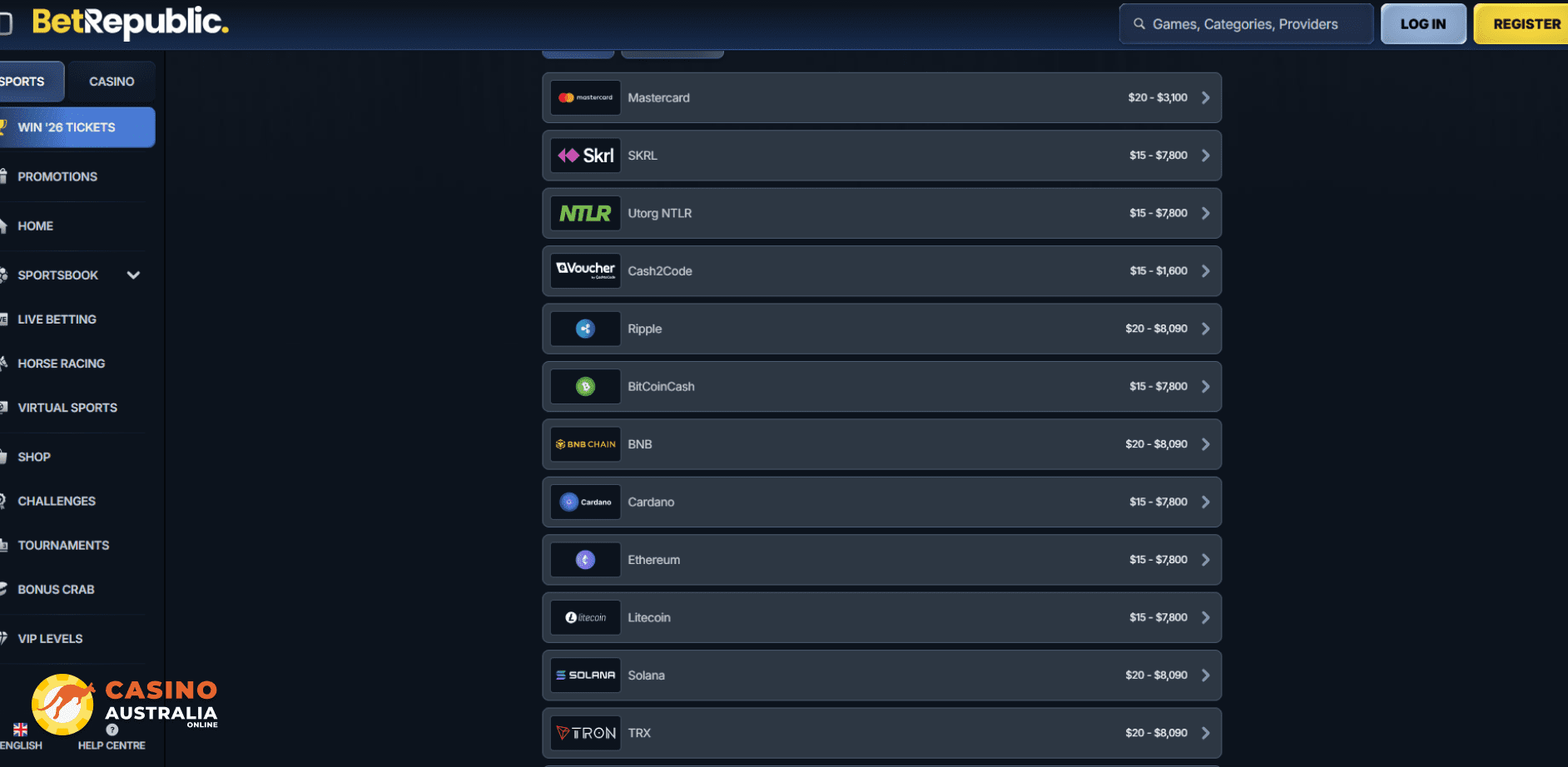 Withdrawals Methods at BetRepublic Casino