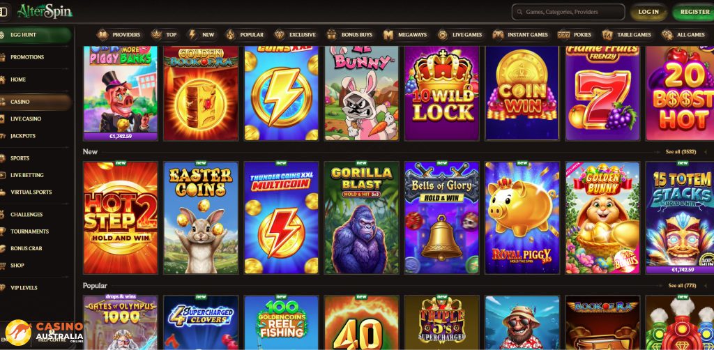 AlterSpin Casino Games Australia