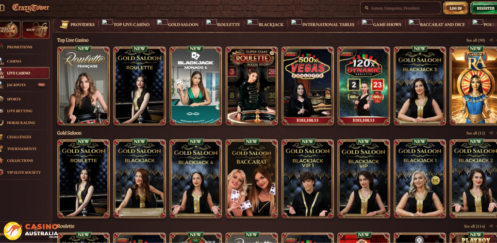 Crazy Tower Casino Live Games Australia