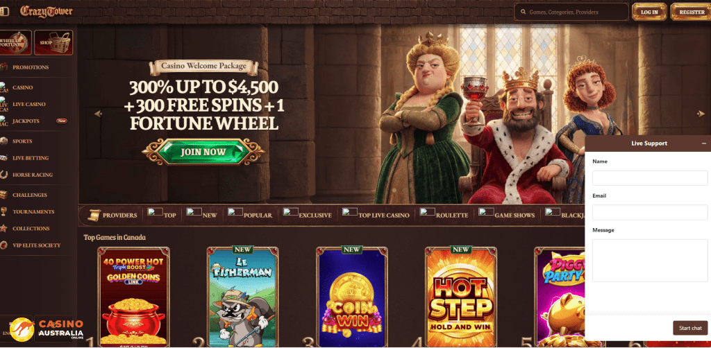 Customer Support at Crazy Tower Casino Australia