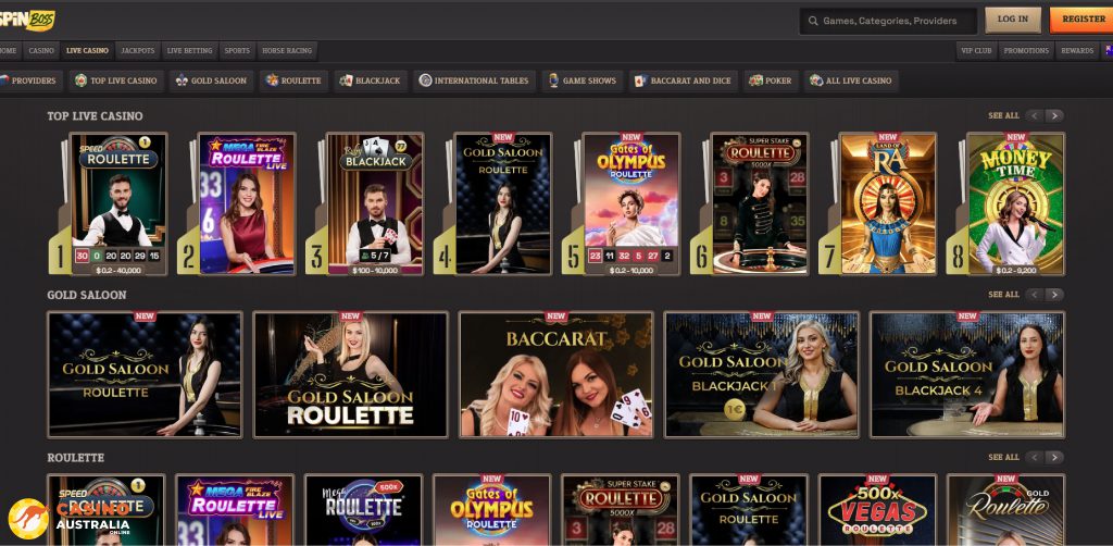 SpinBoss Casino Live Games Australia