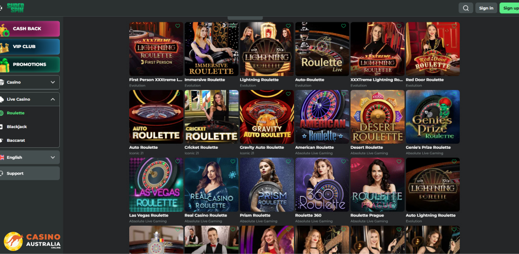 Super Spin Casino Live Games Australia