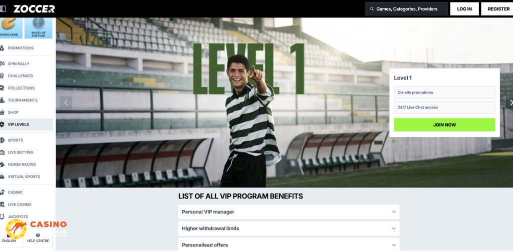 Vip Program at Zoccer Casino Australia