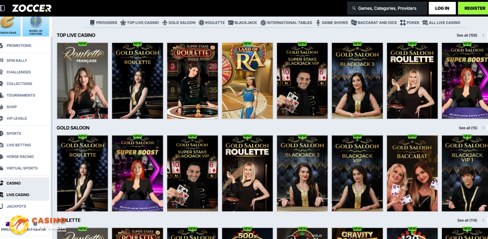 Zoccer Casino Live Games Australia
