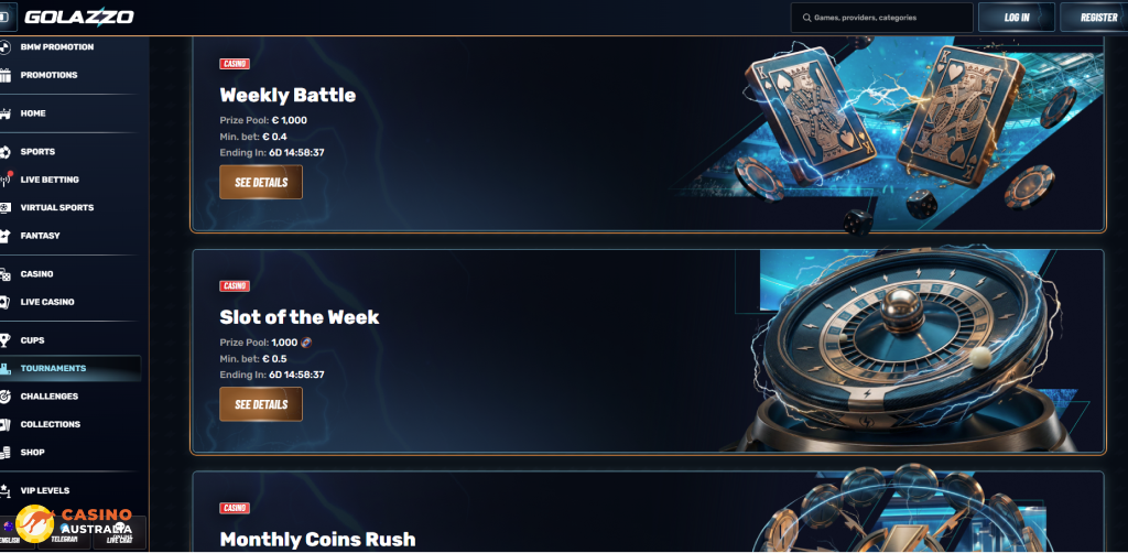 Tournaments at Golazzo Casino Australia