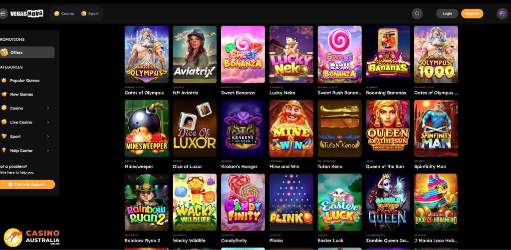 Vegas Nova Casino Games Australia