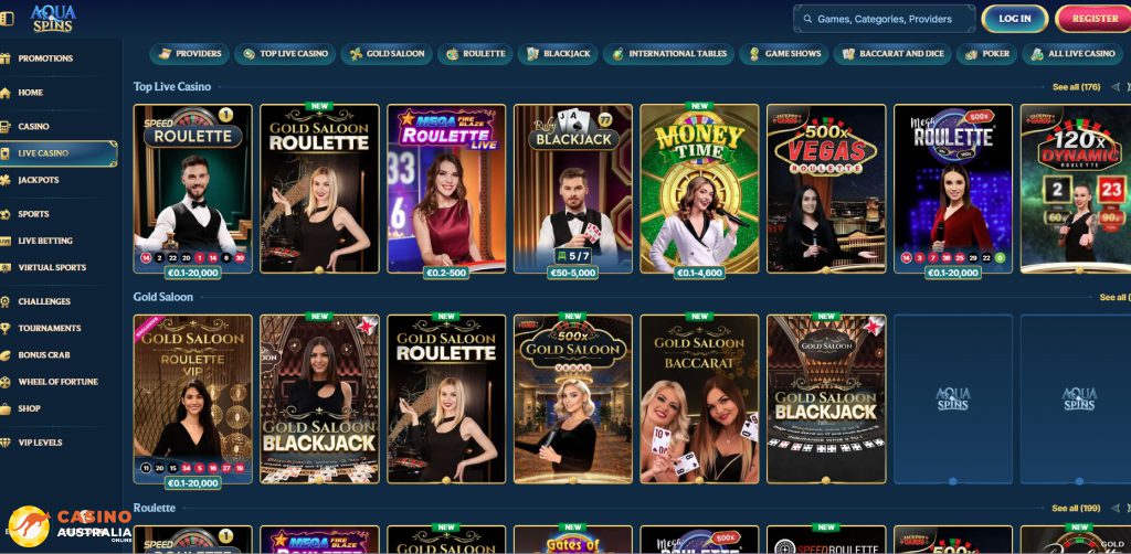Aquaspins Casino Live Games Australia