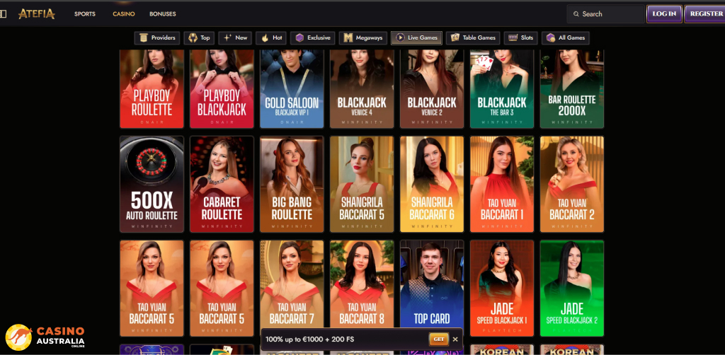 Atefia Casino Live Games Australia
