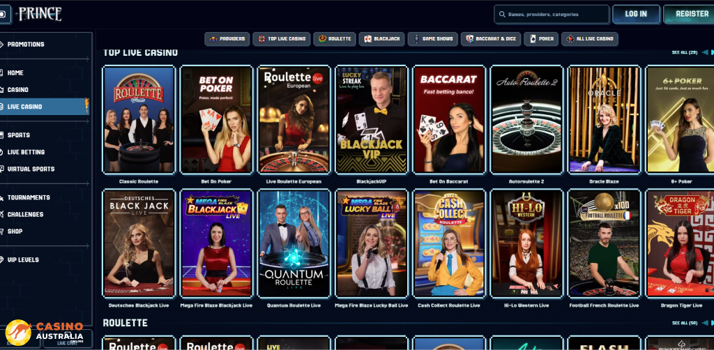 PrinceCasino Live Games Australia