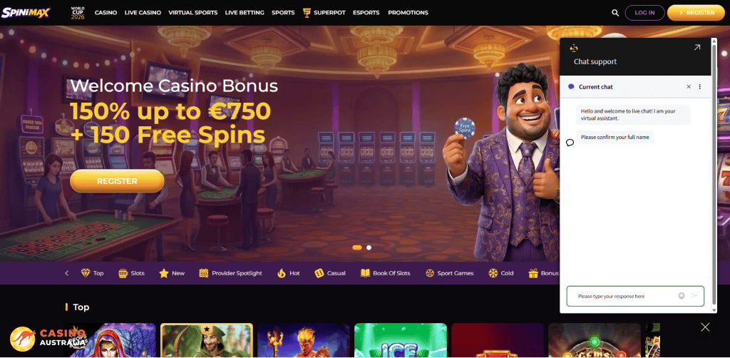 Customer Support at Spinimax Casino Australia