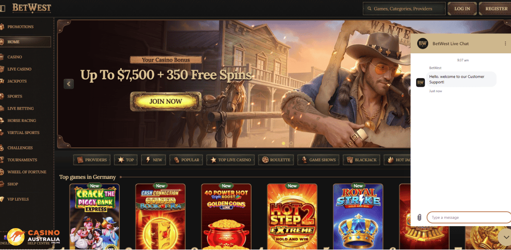 Customer Support at BetWest Casino Australia