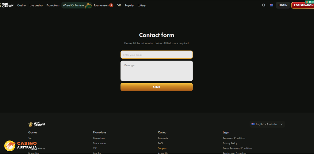 Customer Support at WinCrown Casino Australia