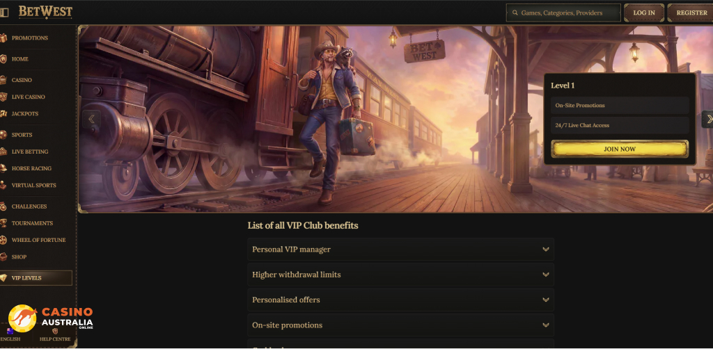 Vip Program at BetWest Casino Australia