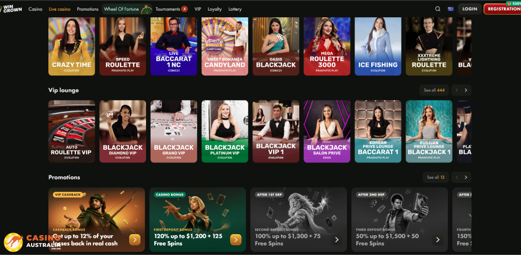 WinCrown Casino Live Games Australia